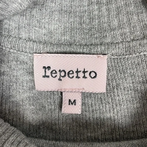 Repetto Gray Knit Mock Neck Long Sleeve Sweater. M. - Picture 11 of 13